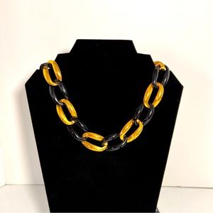 Vintage NAPIER Choker Black & Gold Collar Necklace Chain Link